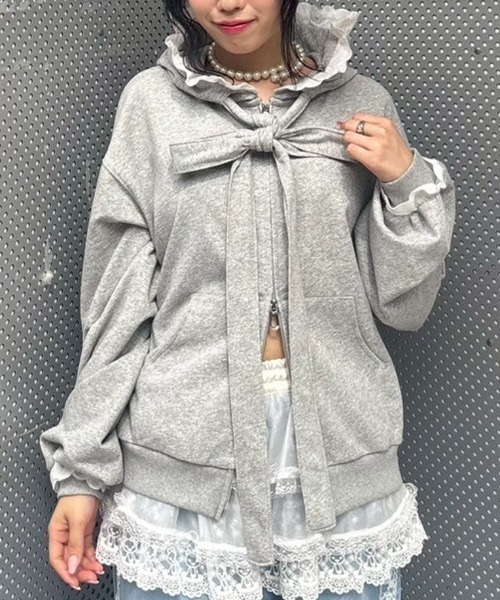 Candy Stripper（キャンディストリッパー）の「BIG RIBBON フーディ（パーカー・レディース・ピンク/オフホワイト/ヘザーグレー/ブラック・FREE）」の3枚目の写真