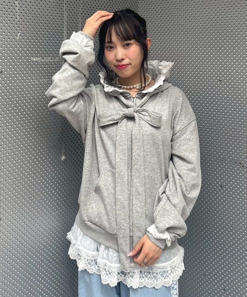 Candy Stripper（キャンディストリッパー）の「BIG RIBBON フーディ（パーカー・レディース・ピンク/オフホワイト/ヘザーグレー/ブラック・FREE）」の20枚目の写真