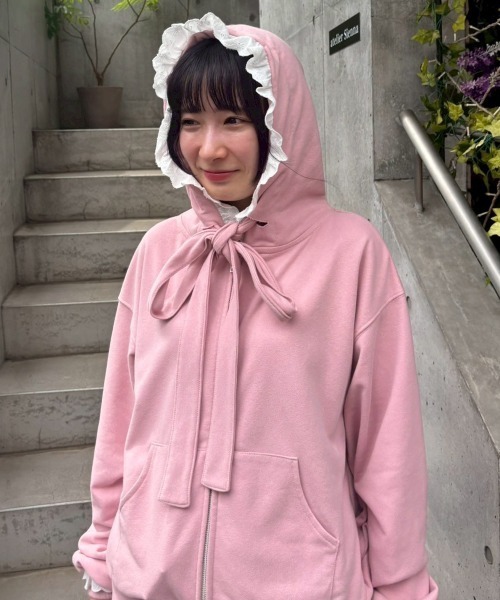 Candy Stripper（キャンディストリッパー）の「BIG RIBBON フーディ（パーカー・レディース・ピンク/オフホワイト/ヘザーグレー/ブラック・FREE）」の5枚目の写真