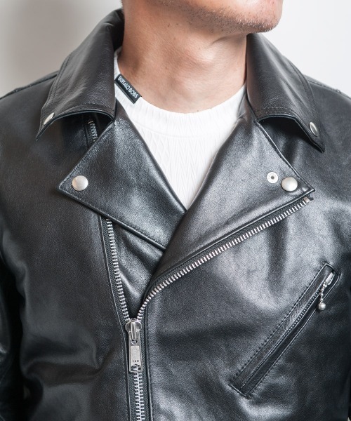 Buffalo Bobs（バッファローボブズ）の「PADDINGTON(パディントン)ラムレザー ダブルライダースジャケット（ライダースジャケット・メンズ・ブラック・2/M/1/S/4(LL)/3/L）」の10枚目の写真