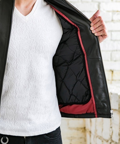 Buffalo Bobs（バッファローボブズ）の「PADDINGTON(パディントン)ラムレザー ダブルライダースジャケット（ライダースジャケット・メンズ・ブラック・2/M/1/S/4(LL)/3/L）」の17枚目の写真