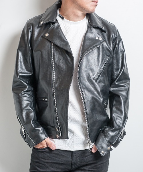 Buffalo Bobs（バッファローボブズ）の「PADDINGTON(パディントン)ラムレザー ダブルライダースジャケット（ライダースジャケット・メンズ・ブラック・2/M/1/S/4(LL)/3/L）」の5枚目の写真