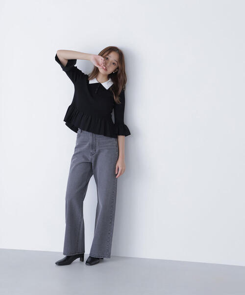 NATURAL BEAUTY BASIC（ナチュラルビューティーベーシック）の「◇ダブルカラーペプラムニット（ニット/セーター・レディース・ベージュ系その他/グレー系その他/ブラック系その他・FREE）」の19枚目の写真