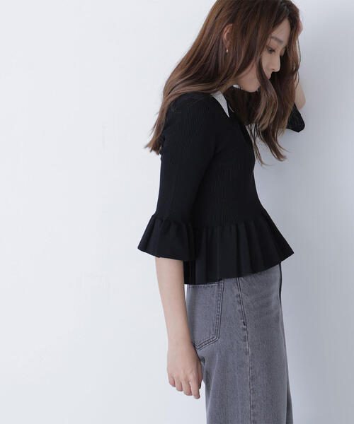 NATURAL BEAUTY BASIC（ナチュラルビューティーベーシック）の「◇ダブルカラーペプラムニット（ニット/セーター・レディース・ベージュ系その他/グレー系その他/ブラック系その他・FREE）」の20枚目の写真