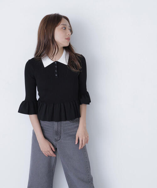 NATURAL BEAUTY BASIC（ナチュラルビューティーベーシック）の「◇ダブルカラーペプラムニット（ニット/セーター・レディース・ベージュ系その他/グレー系その他/ブラック系その他・FREE）」の22枚目の写真