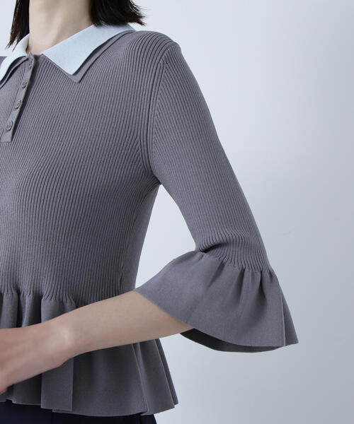 NATURAL BEAUTY BASIC（ナチュラルビューティーベーシック）の「◇ダブルカラーペプラムニット（ニット/セーター・レディース・ベージュ系その他/グレー系その他/ブラック系その他・FREE）」の4枚目の写真