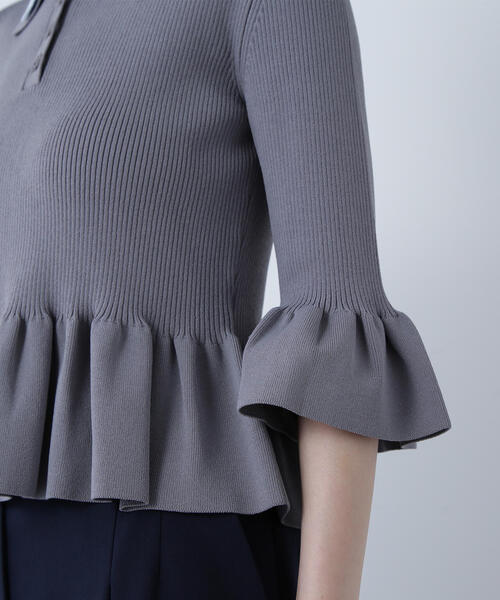 NATURAL BEAUTY BASIC（ナチュラルビューティーベーシック）の「◇ダブルカラーペプラムニット（ニット/セーター・レディース・ベージュ系その他/グレー系その他/ブラック系その他・FREE）」の5枚目の写真