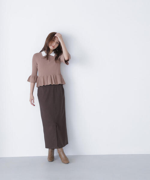 NATURAL BEAUTY BASIC（ナチュラルビューティーベーシック）の「◇ダブルカラーペプラムニット（ニット/セーター・レディース・ベージュ系その他/グレー系その他/ブラック系その他・FREE）」の8枚目の写真