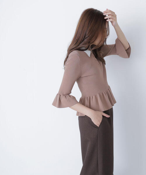 NATURAL BEAUTY BASIC（ナチュラルビューティーベーシック）の「◇ダブルカラーペプラムニット（ニット/セーター・レディース・ベージュ系その他/グレー系その他/ブラック系その他・FREE）」の9枚目の写真