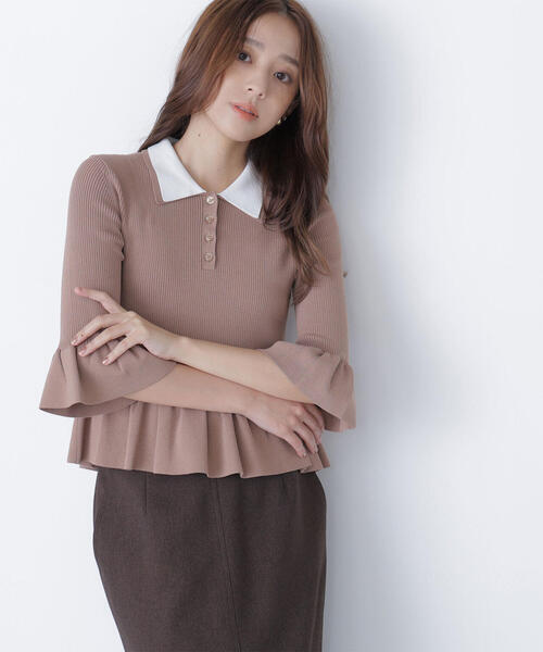 NATURAL BEAUTY BASIC（ナチュラルビューティーベーシック）の「◇ダブルカラーペプラムニット（ニット/セーター・レディース・ベージュ系その他/グレー系その他/ブラック系その他・FREE）」の13枚目の写真