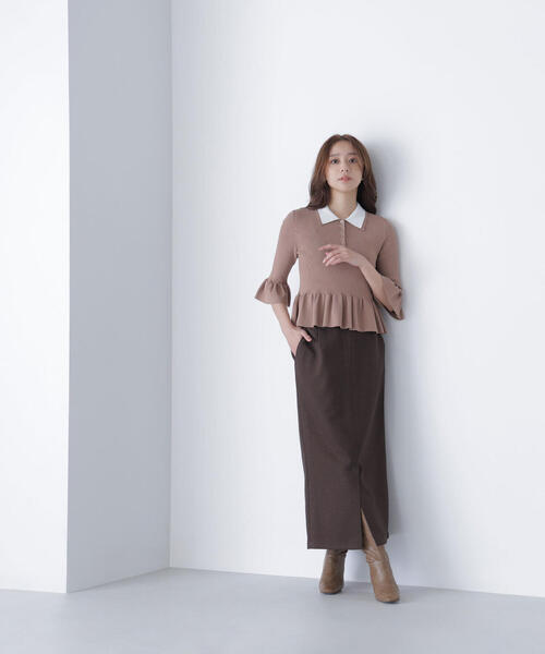 NATURAL BEAUTY BASIC（ナチュラルビューティーベーシック）の「◇ダブルカラーペプラムニット（ニット/セーター・レディース・ベージュ系その他/グレー系その他/ブラック系その他・FREE）」の14枚目の写真