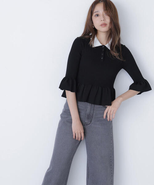 【新品未使用!】OLLEBOREBLA ブラック 花モチーフ ニット M LAGUA GEM | METAL MOTIF ZIP ニット (ニット ) |SHEL'TTER WEBSTORE