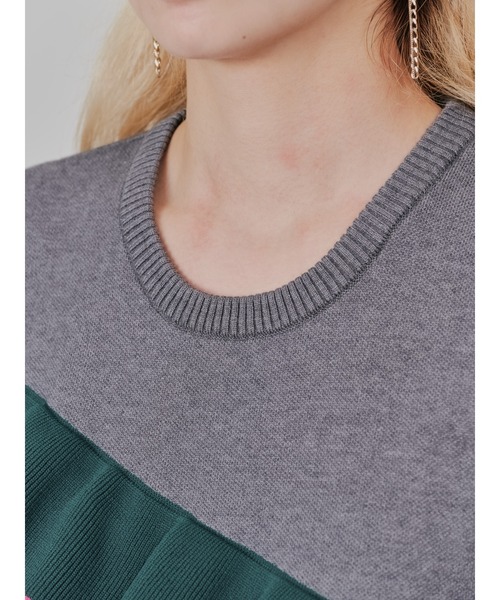 DOLLUPOOPS（ドールアップウップス）の「配色フリルティアードニットワンピース（ワンピース・レディース・チャコールグレー/ネイビー/ブラック・38）」の8枚目の写真