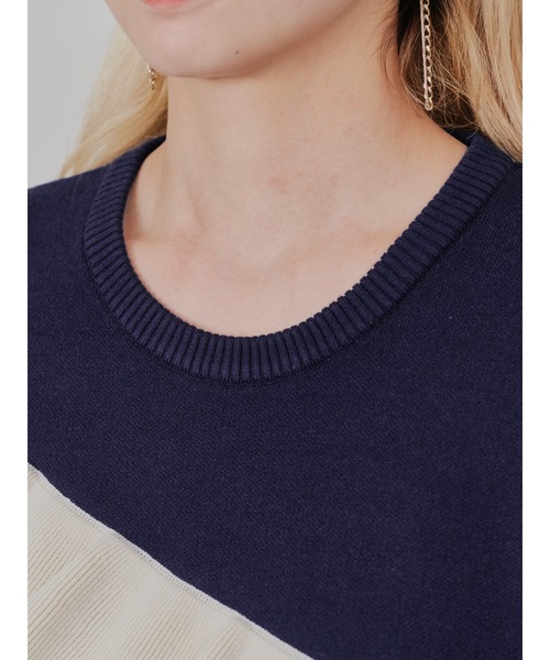 DOLLUPOOPS(ドールアップウップス)の「配色フリルティアードニットワンピース(ワンピース・レディース・チャコールグレー/ネイビー/ブラック・38)」の12枚目の写真