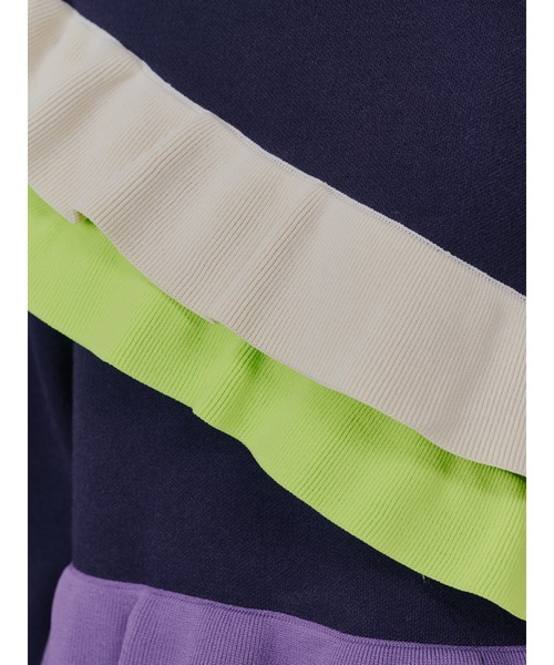 DOLLUPOOPS(ドールアップウップス)の「配色フリルティアードニットワンピース(ワンピース・レディース・チャコールグレー/ネイビー/ブラック・38)」の13枚目の写真