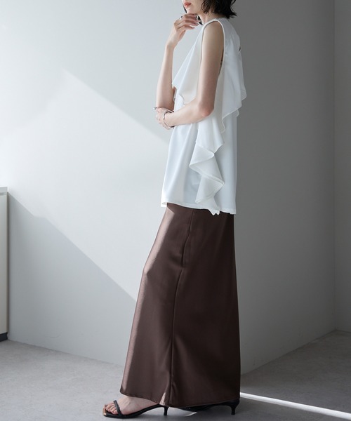 each（イーチ）の「ケープ風フリルノースリとろみブラウス（シャツ/ブラウス・レディース・ホワイト/ブラック/ブルー/ベージュ・FREE）」の9枚目の写真