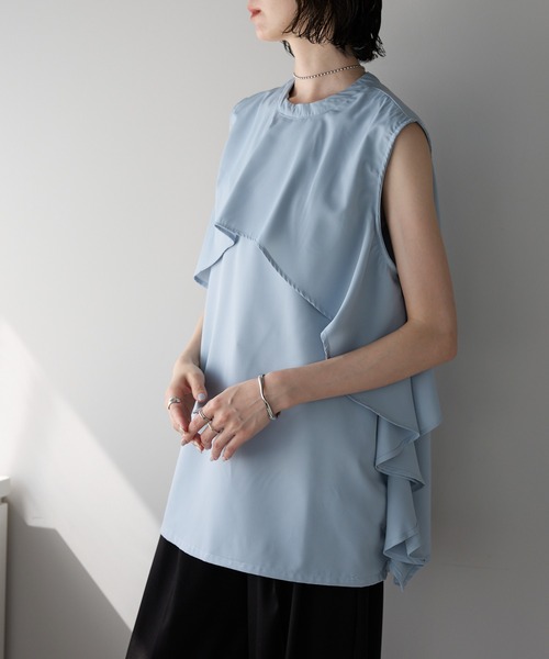 each（イーチ）の「ケープ風フリルノースリとろみブラウス（シャツ/ブラウス・レディース・ホワイト/ブラック/ブルー/ベージュ・FREE）」の20枚目の写真