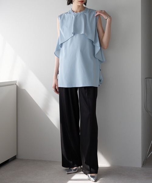 each（イーチ）の「ケープ風フリルノースリとろみブラウス（シャツ/ブラウス・レディース・ホワイト/ブラック/ブルー/ベージュ・FREE）」の22枚目の写真