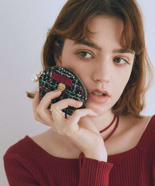 Maison de FLEUR（メゾンドフルール）の「LINTONツイードコインケース（コインケース・レディース・ブラック/オフホワイト・FREE）」の4枚目の写真