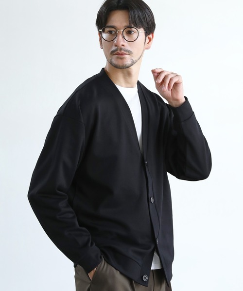 SPU(スプ)の「ダブルジャージVネックカーディガン(カーディガン/ボレロ・メンズ・ダークブラウン/ブラック/ネイビー/チャコール・S/M/L/XL)」の6枚目の写真