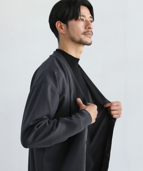 SPU(スプ)の「ダブルジャージVネックカーディガン(カーディガン/ボレロ・メンズ・ダークブラウン/ブラック/ネイビー/チャコール・S/M/L/XL)」の13枚目の写真