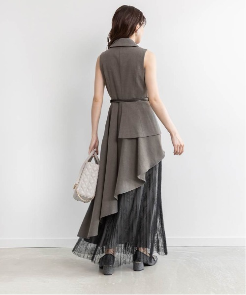 RANDA（ランダ）の「【4サイズ展開】レースプリーツドッキングレイヤードワンピース（ワンピース・レディース・ピンク/グレイッシュベージュ/グレー・1/2/00/0）」の6枚目の写真