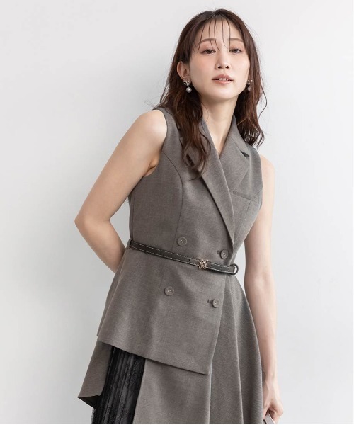 RANDA（ランダ）の「【4サイズ展開】レースプリーツドッキングレイヤードワンピース（ワンピース・レディース・ピンク/グレイッシュベージュ/グレー・1/2/00/0）」の7枚目の写真