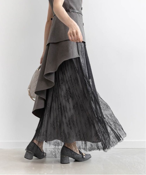 RANDA（ランダ）の「【4サイズ展開】レースプリーツドッキングレイヤードワンピース（ワンピース・レディース・ピンク/グレイッシュベージュ/グレー・1/2/00/0）」の8枚目の写真