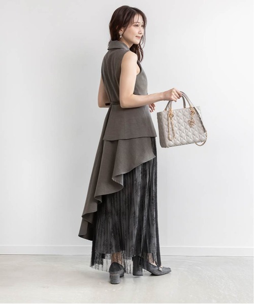 RANDA（ランダ）の「【4サイズ展開】レースプリーツドッキングレイヤードワンピース（ワンピース・レディース・ピンク/グレイッシュベージュ/グレー・1/2/00/0）」の10枚目の写真