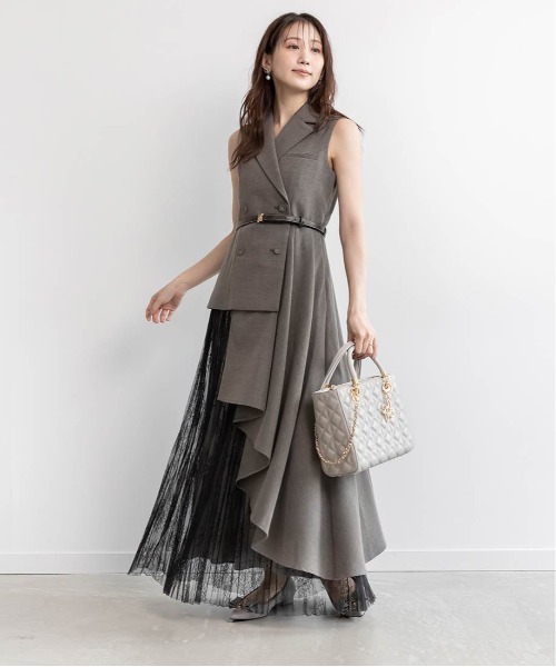 RANDA（ランダ）の「【4サイズ展開】レースプリーツドッキングレイヤードワンピース（ワンピース・レディース・ピンク/グレイッシュベージュ/グレー・1/2/00/0）」の12枚目の写真