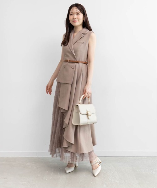 RANDA（ランダ）の「【4サイズ展開】レースプリーツドッキングレイヤードワンピース（ワンピース・レディース・ピンク/グレイッシュベージュ/グレー・1/2/00/0）」の13枚目の写真