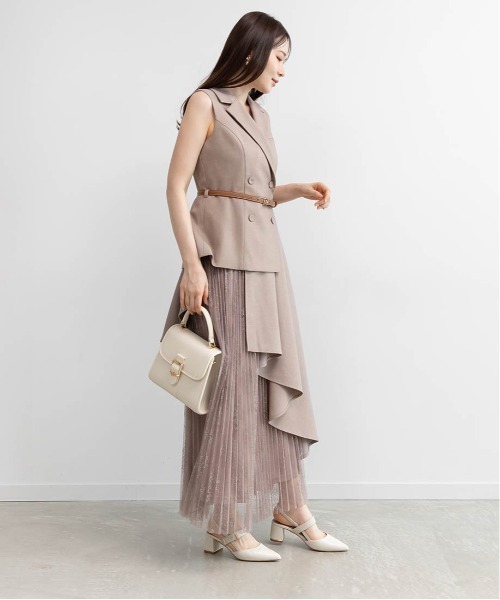 RANDA（ランダ）の「【4サイズ展開】レースプリーツドッキングレイヤードワンピース（ワンピース・レディース・ピンク/グレイッシュベージュ/グレー・1/2/00/0）」の14枚目の写真