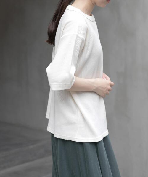 FORK&SPOON(フォークアンドスプーン)の「FORK&SPOON ミニワッフル5分袖Tシャツ(Tシャツ/カットソー・レディース・イエロー系その他/ブラック/オフホワイト/ボルドー・1)」の8枚目の写真