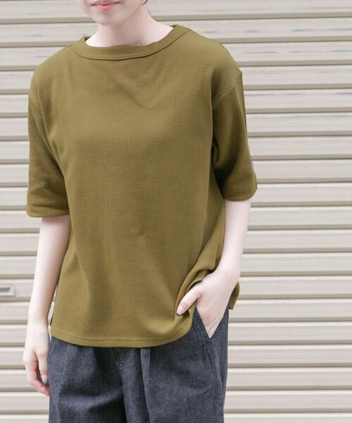 FORK&SPOON(フォークアンドスプーン)の「FORK&SPOON ミニワッフル5分袖Tシャツ(Tシャツ/カットソー・レディース・イエロー系その他/ブラック/オフホワイト/ボルドー・1)」の13枚目の写真