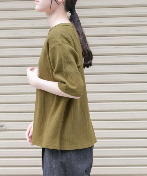 FORK&SPOON(フォークアンドスプーン)の「FORK&SPOON ミニワッフル5分袖Tシャツ(Tシャツ/カットソー・レディース・イエロー系その他/ブラック/オフホワイト/ボルドー・1)」の14枚目の写真