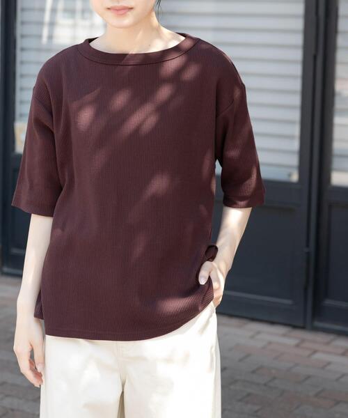 FORK&SPOON(フォークアンドスプーン)の「FORK&SPOON ミニワッフル5分袖Tシャツ(Tシャツ/カットソー・レディース・イエロー系その他/ブラック/オフホワイト/ボルドー・1)」の22枚目の写真