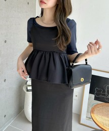 TREOVER（トレオーバー）の「【1枚は持っておきたい主役級ワンピース♪】ドッキングペプラムキャミソールワンピース（ワンピース）」