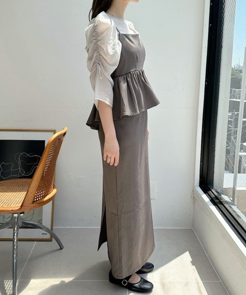 TREOVER(トレオーバー)の「【1枚は持っておきたい主役級ワンピース♪】ドッキングペプラムキャミソールワンピース(ワンピース・レディース・ブラック/ダークグレー/スモーク・FREE)」の10枚目の写真
