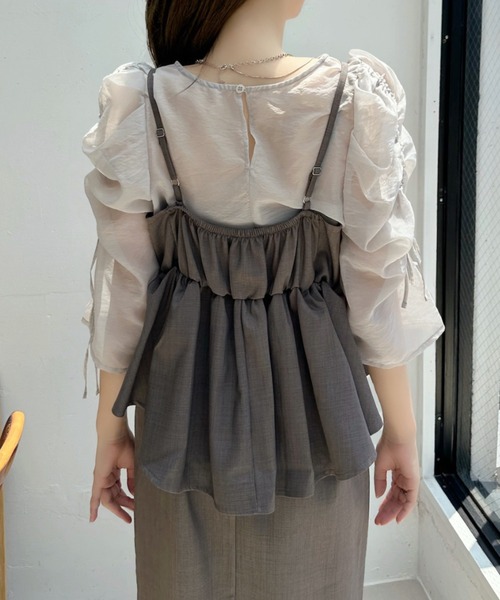 TREOVER(トレオーバー)の「【1枚は持っておきたい主役級ワンピース♪】ドッキングペプラムキャミソールワンピース(ワンピース・レディース・ブラック/ダークグレー/スモーク・FREE)」の9枚目の写真