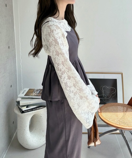 TREOVER(トレオーバー)の「【1枚は持っておきたい主役級ワンピース♪】ドッキングペプラムキャミソールワンピース(ワンピース・レディース・ブラック/ダークグレー/スモーク・FREE)」の17枚目の写真