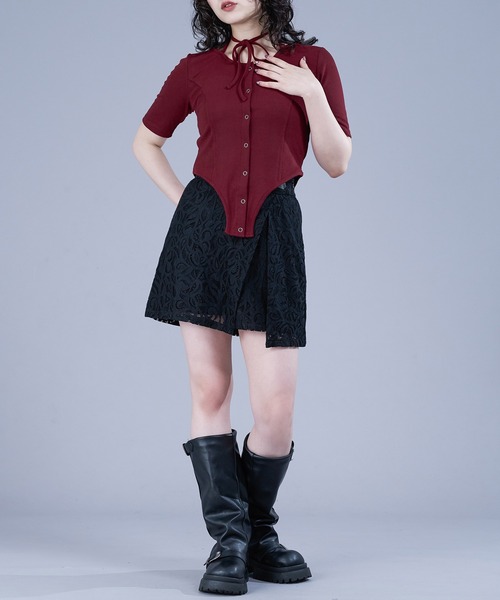 Ellno de Mavie(エルノデメヴィ)の「2wayコードネックリブT(Tシャツ/カットソー・レディース・ブラック/ボルドー・FREE)」の13枚目の写真