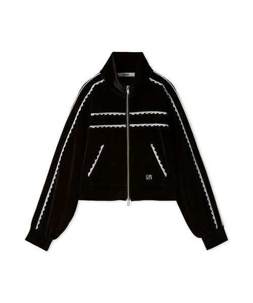FURFUR(ファーファー)の「サイドレースベロアトラックジャケット(ブルゾン・レディース・レッド/ピンク/ブラック・F)」の2枚目の写真
