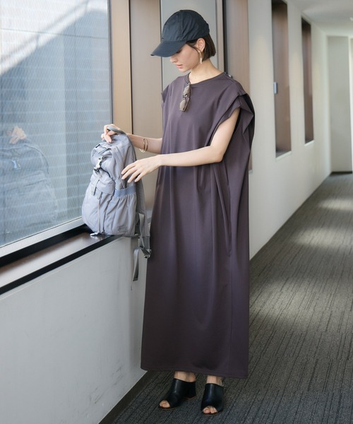 KATHARINE ROSS（キャサリンロス）の「【KATHARINE ROSS】【COOL/UVカット】タック袖ワンピース（ワンピース・レディース・グリーン/チャコールグレー・MEDIUM）」の5枚目の写真