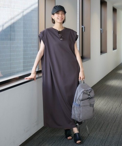 KATHARINE ROSS（キャサリンロス）の「【KATHARINE ROSS】【COOL/UVカット】タック袖ワンピース（ワンピース・レディース・グリーン/チャコールグレー・MEDIUM）」の6枚目の写真