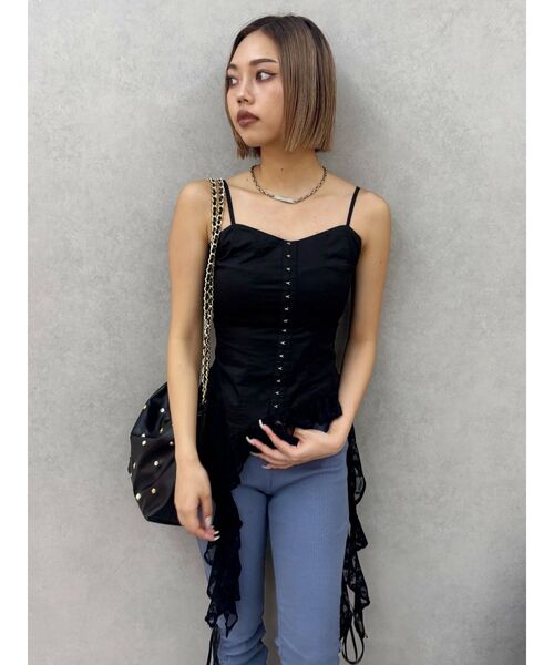 EVRIS（エヴリス）の「スタッズチェーンBIGショルダーBAG（ショルダーバッグ・レディース・ホワイト/ブラック・FREE）」の19枚目の写真