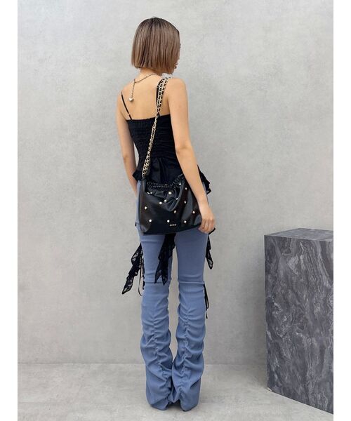 EVRIS（エヴリス）の「スタッズチェーンBIGショルダーBAG（ショルダーバッグ・レディース・ホワイト/ブラック・FREE）」の9枚目の写真