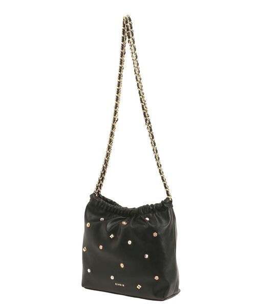 EVRIS（エヴリス）の「スタッズチェーンBIGショルダーBAG（ショルダーバッグ・レディース・ホワイト/ブラック・FREE）」の5枚目の写真