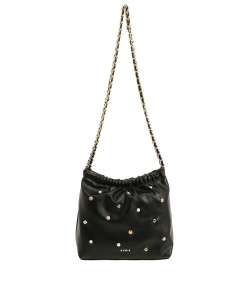 EVRIS（エヴリス）の「スタッズチェーンBIGショルダーBAG（ショルダーバッグ・レディース・ホワイト/ブラック・FREE）」の4枚目の写真