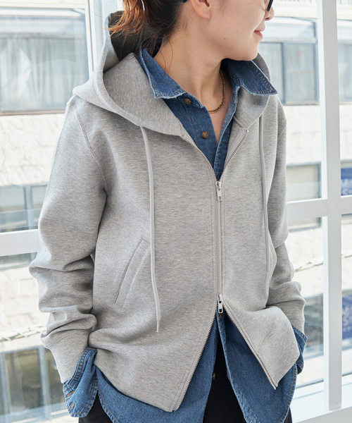 Spick & Span（スピックアンドスパン）の「《追加2》ストレッチジップフードパーカー（パーカー・レディース・ブラウン/チャコールグレー/ライトグレー・FREE）」の13枚目の写真