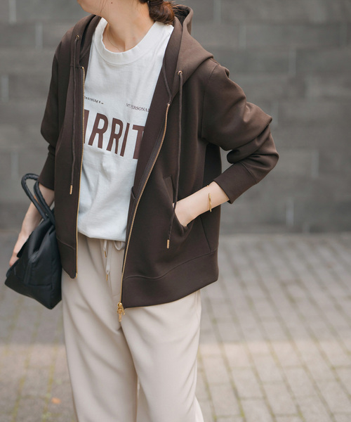 Spick & Span（スピックアンドスパン）の「《追加2》ストレッチジップフードパーカー（パーカー・レディース・ブラウン/チャコールグレー/ライトグレー・FREE）」の22枚目の写真